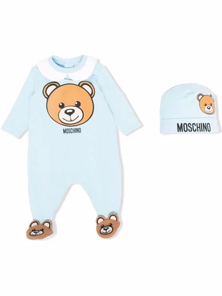 Moschino Kids комплект из комбинезона и шапки с принтом Teddy Bear