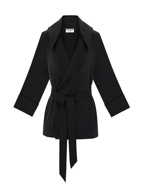 Куртка с капюшоном из креп-сатина Saint Laurent, черный