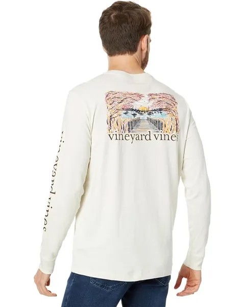 Футболка с длинным рукавом Vineyard Vines Autumn Dock Path Long Sleeve Tee, цвет Stone