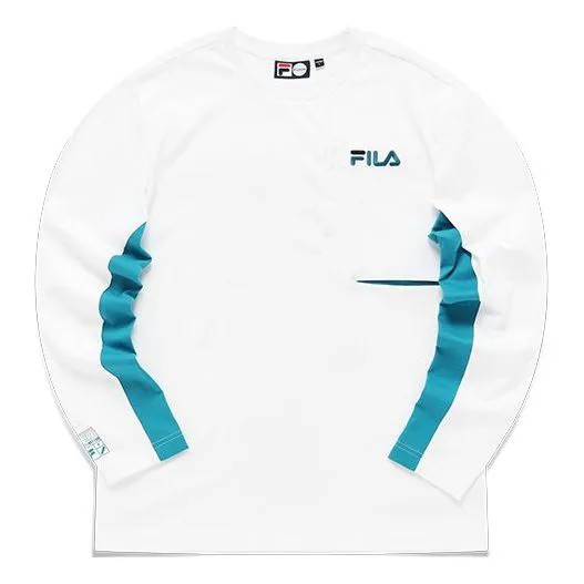 Футболка Men's FILA FUSION Athleisure Casual Sports Contrasting Colors Round Neck Long Sleeves White T-Shirt, белый