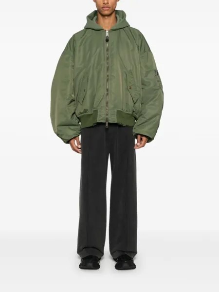 Balenciaga бомбер с эффектом потертости, зеленый