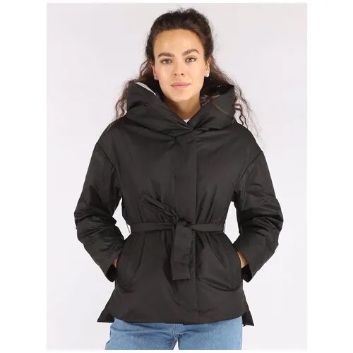Женская куртка A PASSION PLAY, демисезонная, SQ68489, с капюшоном, цвет черный, размер S