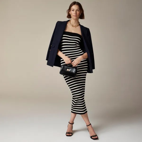 Платье-Свитер без бретелек голубого цвета в полоску J.Crew, черный