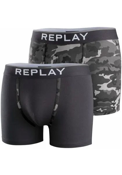 Трусы-боксеры Replay (упаковка, 2 шт, 2 шт), цвет Black / Gemustert