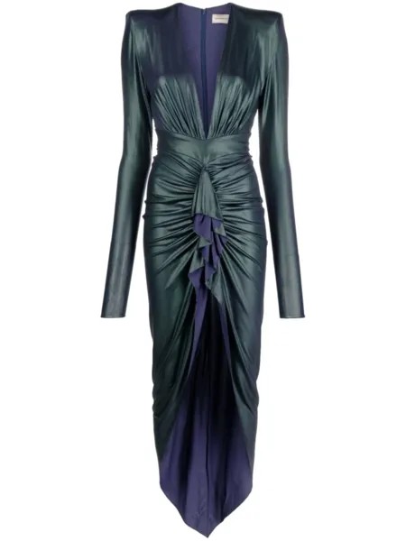 Alexandre Vauthier draped asymmetric jersey dress, зеленый