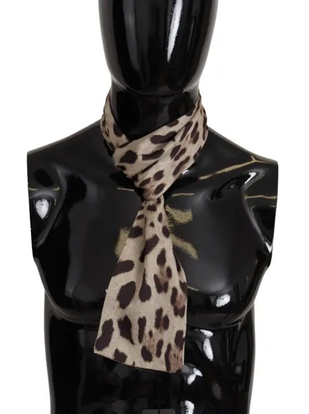 DOLCE - GABBANA Шарф Шелковый с леопардовым принтом Мужская шаль на шею 150смX12см 300долл. США