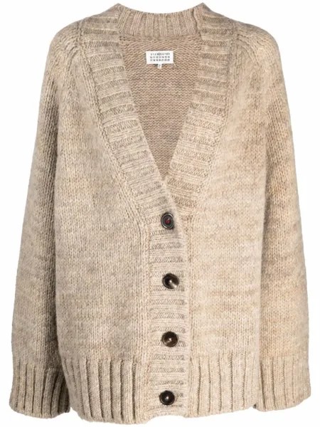 Шерстяной кардиган оверсайз Maison Margiela, бежевый