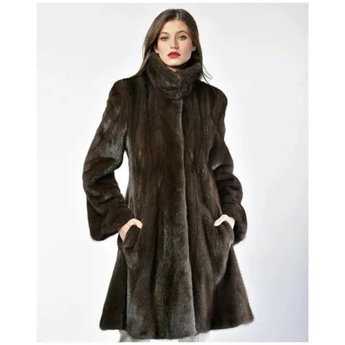 Пальто Manakas Frankfurt, норка, силуэт прилегающий, размер 40, серый