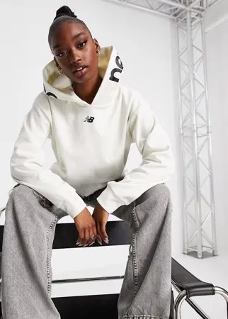Светлый укороченный худи New Balance Running-Белый