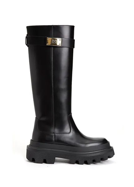 Черные женские кожаные ботинки Dolce&Gabbana