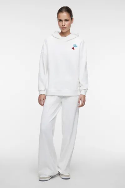 Худи oversize хлопковая утепленная с капюшоном и принтом