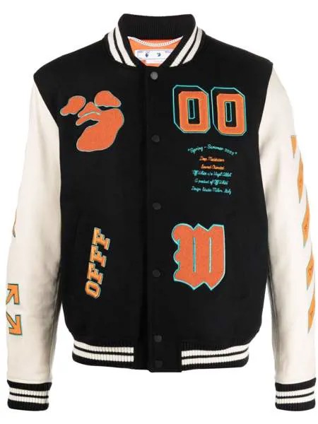 Off-White бомбер с нашивками