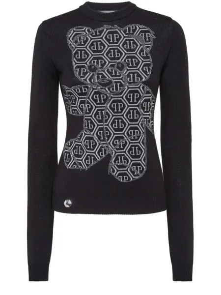 Philipp Plein джемпер с нашивками, черный