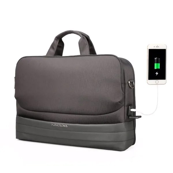 Портфель мужской для ноутбука 15,6 дюйма, с USB-зарядкой