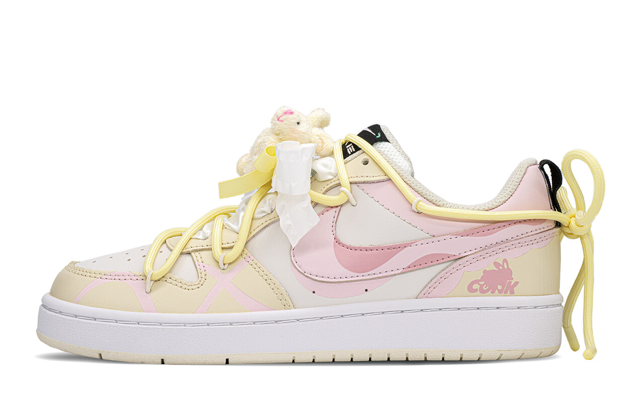 Кроссовки Nike Court Borough Skateboarding Shoes Women's Low-top Yellow/Pink, зеленый