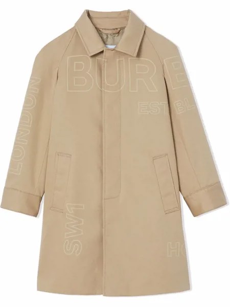 Burberry Kids твиловое пальто с принтом Horseferry