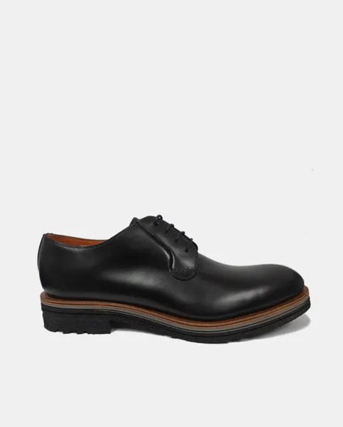 Мужские кожаные туфли на шнуровке с гладким верхом Roberto Ley, черный