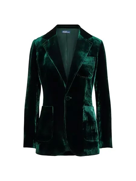 Бархатный однобортный пиджак Polo Ralph Lauren, цвет jade