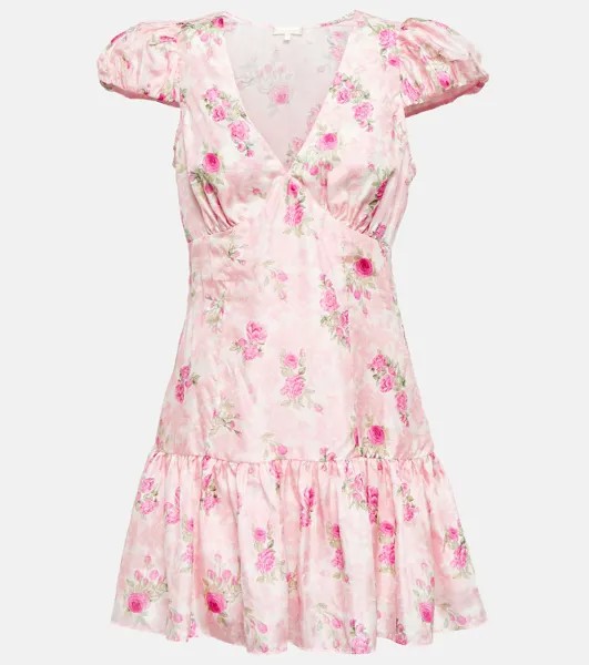 Шелковое мини-платье Russ с цветочным принтом LOVESHACKFANCY, разноцветный