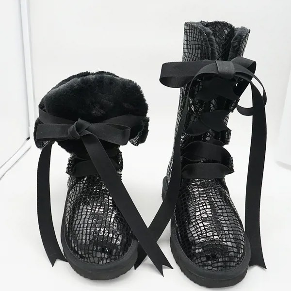 Женские ботинки из натуральной кожи, на шнуровке, теплые высокие зимние сапоги, размеры 34-44, 2021