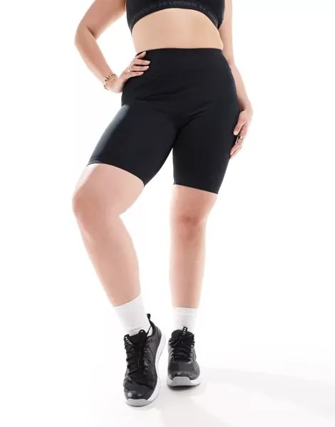 Черные спортивные шорты-леггинсы из ткани со скульптурной деталью внизу, внутренний шов 20 см ASOS Curve Icon