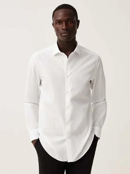 Однотонная рубашка Slim-Fit без глажки Ovs, цвет white