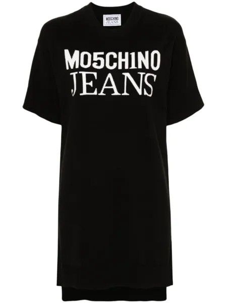 MOSCHINO JEANS платье мини с жаккардовым логотипом, черный