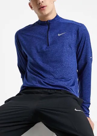 Синий лонгслив с короткой молнией Nike Running Element Dri-FIT-Голубой