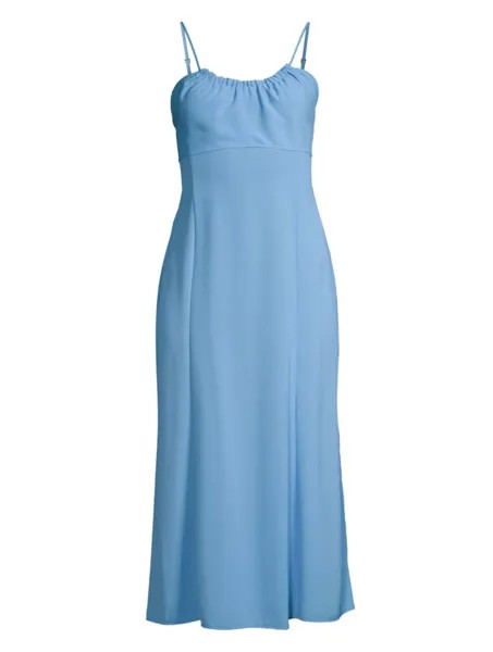 Платье миди из крепа с круглым вырезом Emporio Armani, синий