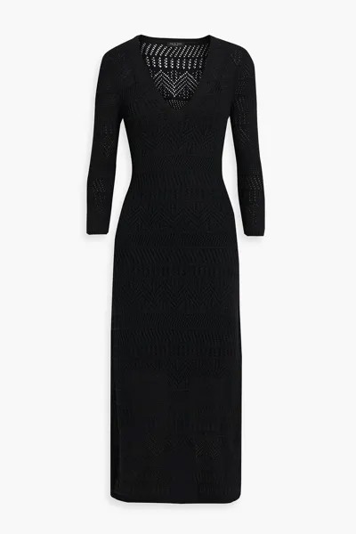 Платье миди открытой вязки из смесового хлопка RAG & BONE, черный