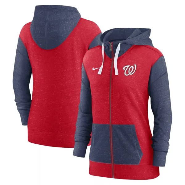 Женская худи с молнией во всю длину Nike Red Washington Nationals Nike