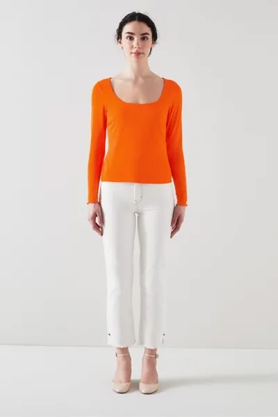 Lenzing Ecovero оранжевая вискозная блузка с квадратным вырезом LK Bennett, оранжевый