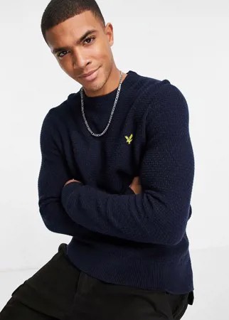 Темно-синий вязаный джемпер с узором «корзинка» Lyle & Scott