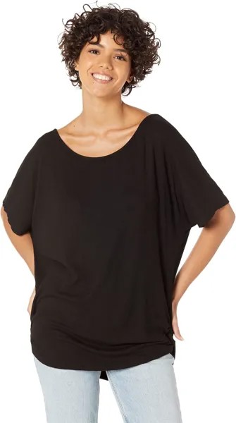 Топ Michael Stars Racine Dolman Boatneck Top in Eco 2X1 Rib, черный