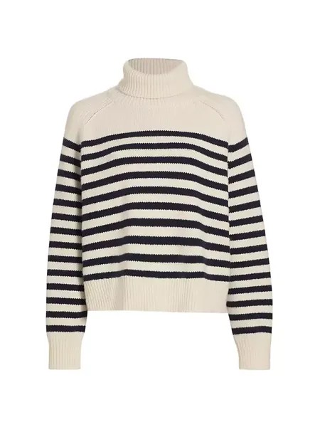 Свитер с высоким воротником в полоску Gideon Nili Lotan, цвет ivory dark navy stripe