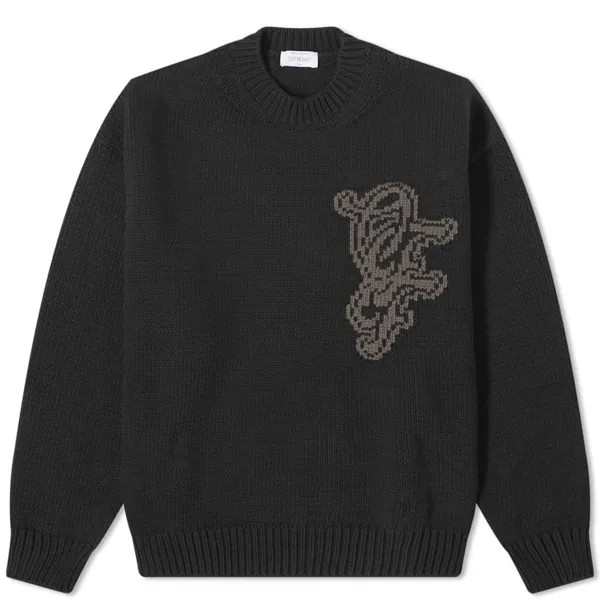 Джемпер Off-White Logo Crew Knit, черный/серый