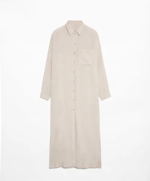Платье Oysho Long Linen, светло-бежевый