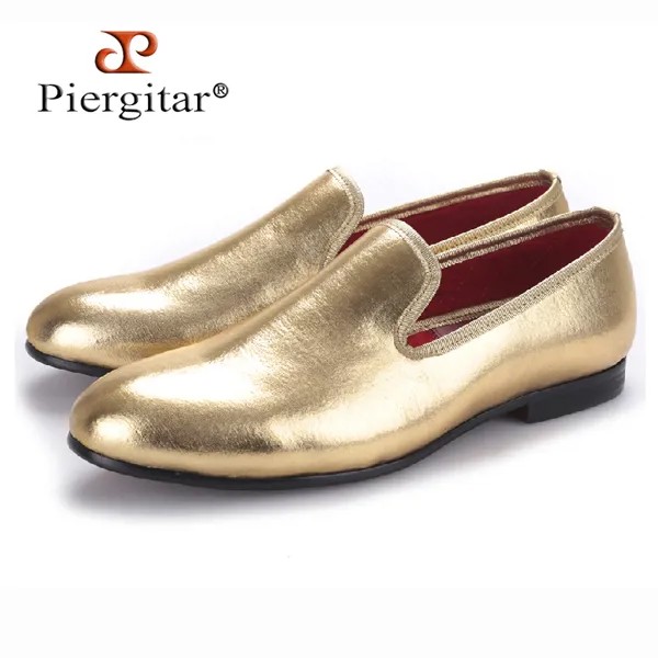 Piergitar/2017 г., новая модная мужская обувь на плоской подошве Мужские модельные Лоферы ручной работы, блестящие, золотые и серебряные мокасины д...