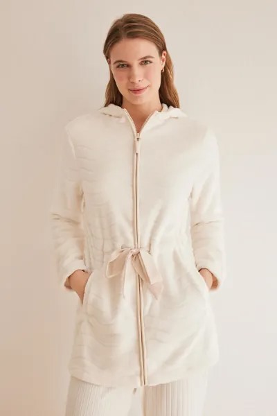 Белый флисовый халат на молнии Women'secret, белый