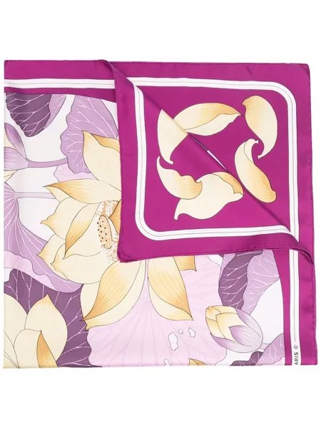 Hermès шелковый платок Fleurs de Lotus 1980-х годов