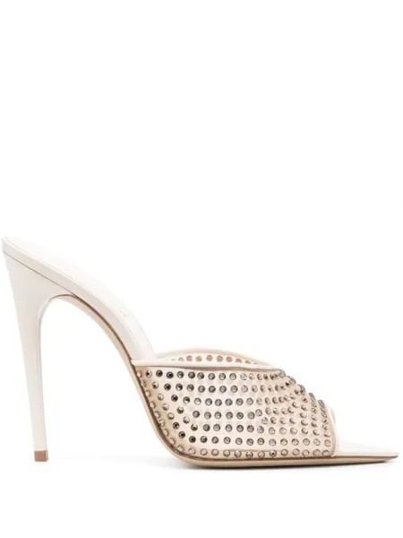 Saint Laurent мюли с кристаллами, нейтральный цвет