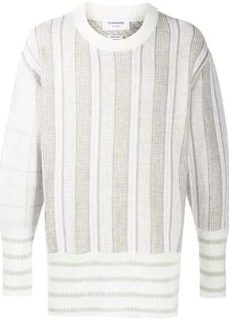 Thom Browne жаккардовый пуловер оверсайз Funmix с круглым вырезом