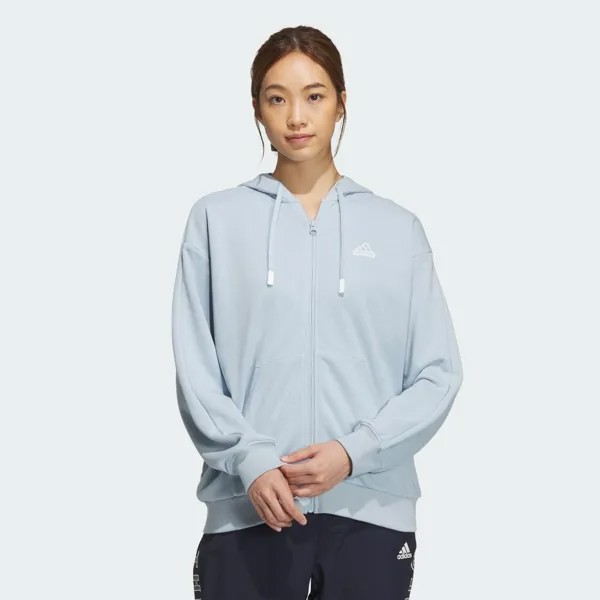 Парка Adidas Warding loose fit fleece full zip hoodie, цвет Wonder Blue