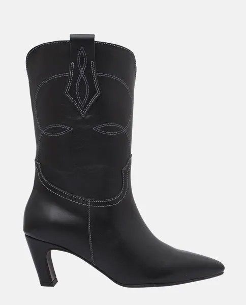 Женские кожаные ботинки с вышивкой Vienty, черный