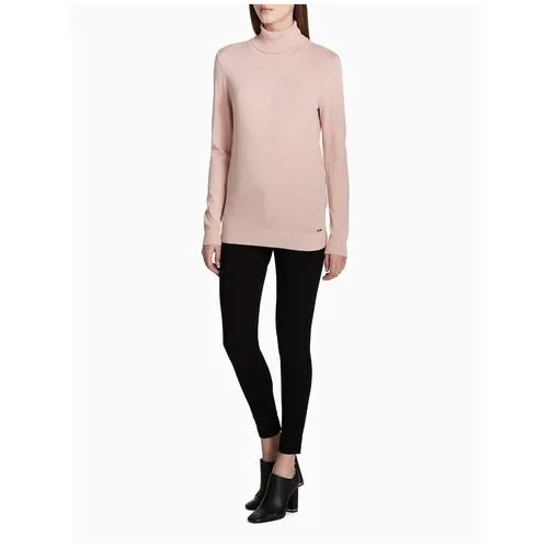 Водолазка Calvin Klein L розовая трикотажная с золотым металлическим лого внизу Womens Turtleneck Sweater Pink