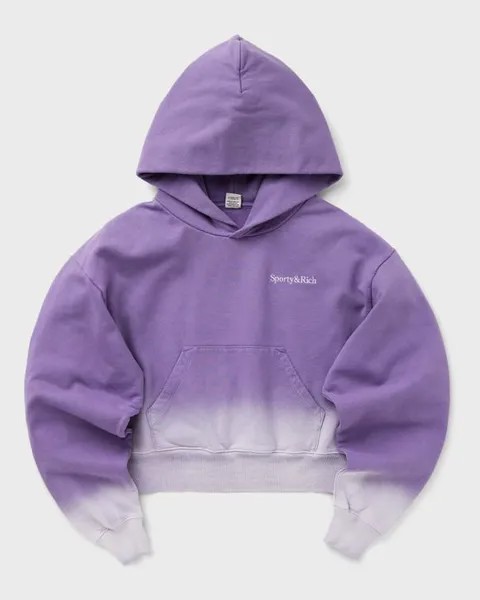 Худи Sporty & Rich Serif Logo Embroidered Cropped Hoodie Dip Dye, цвет dip dye purple