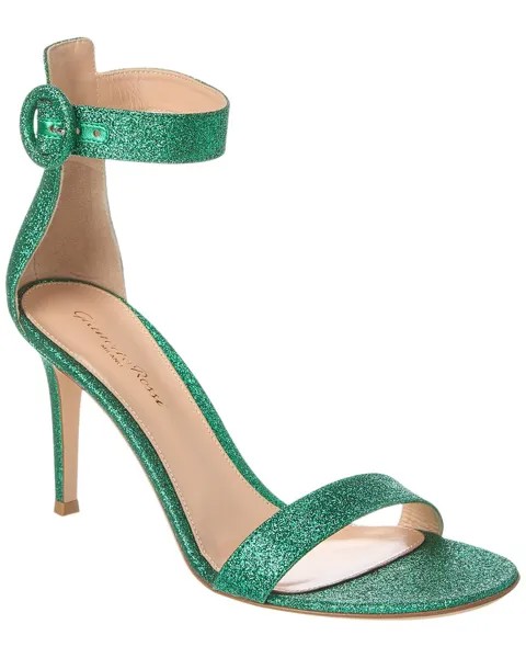 Сандалии с блестками Gianvito Rossi Portofino 85, зеленый
