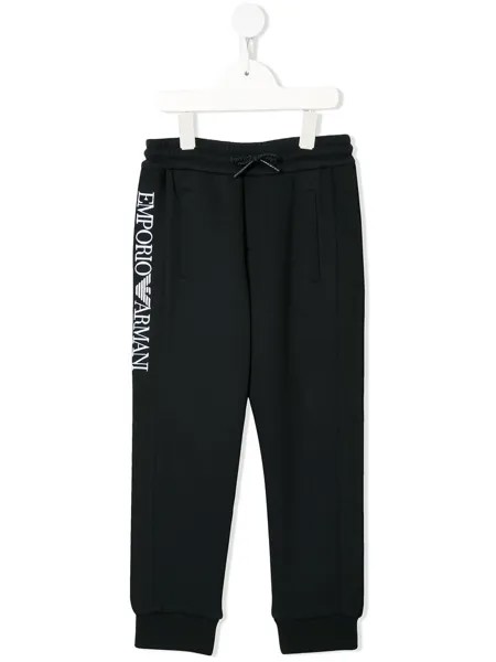 Emporio Armani Kids спортивные брюки с вышитым логотипом