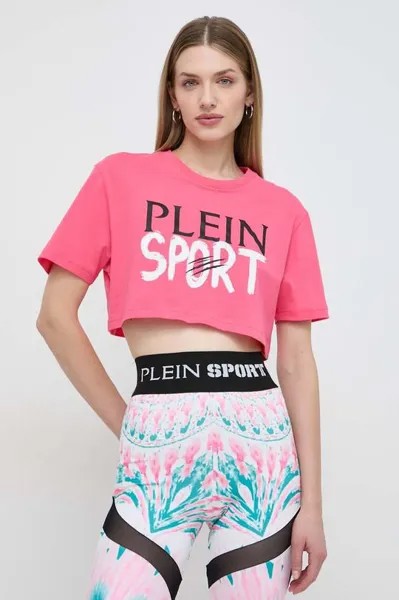 Хлопковая футболка Plein Sport, розовый
