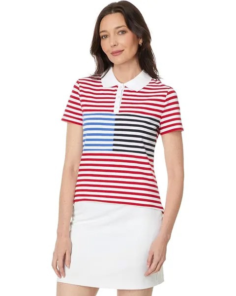 Поло Tommy Hilfiger Stripe Colorblock Polo, цвет Scarlet/Bright White